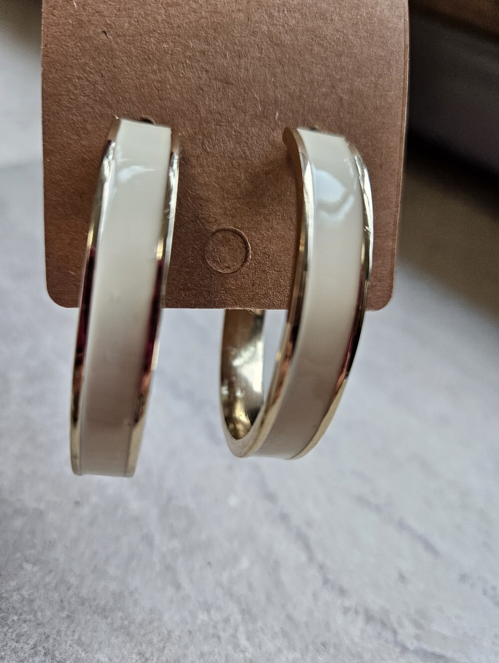 White Enamel Hoop Earrings - Women's Jewelry
